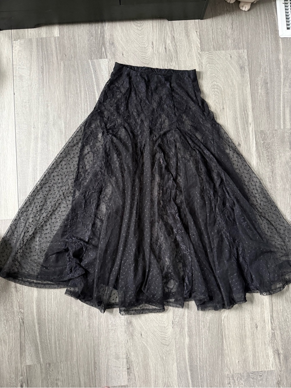 Black Tulle Lace Maxi Skirt